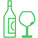 Bottle of wine with glass