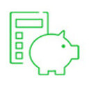 Calculator and piggy bank